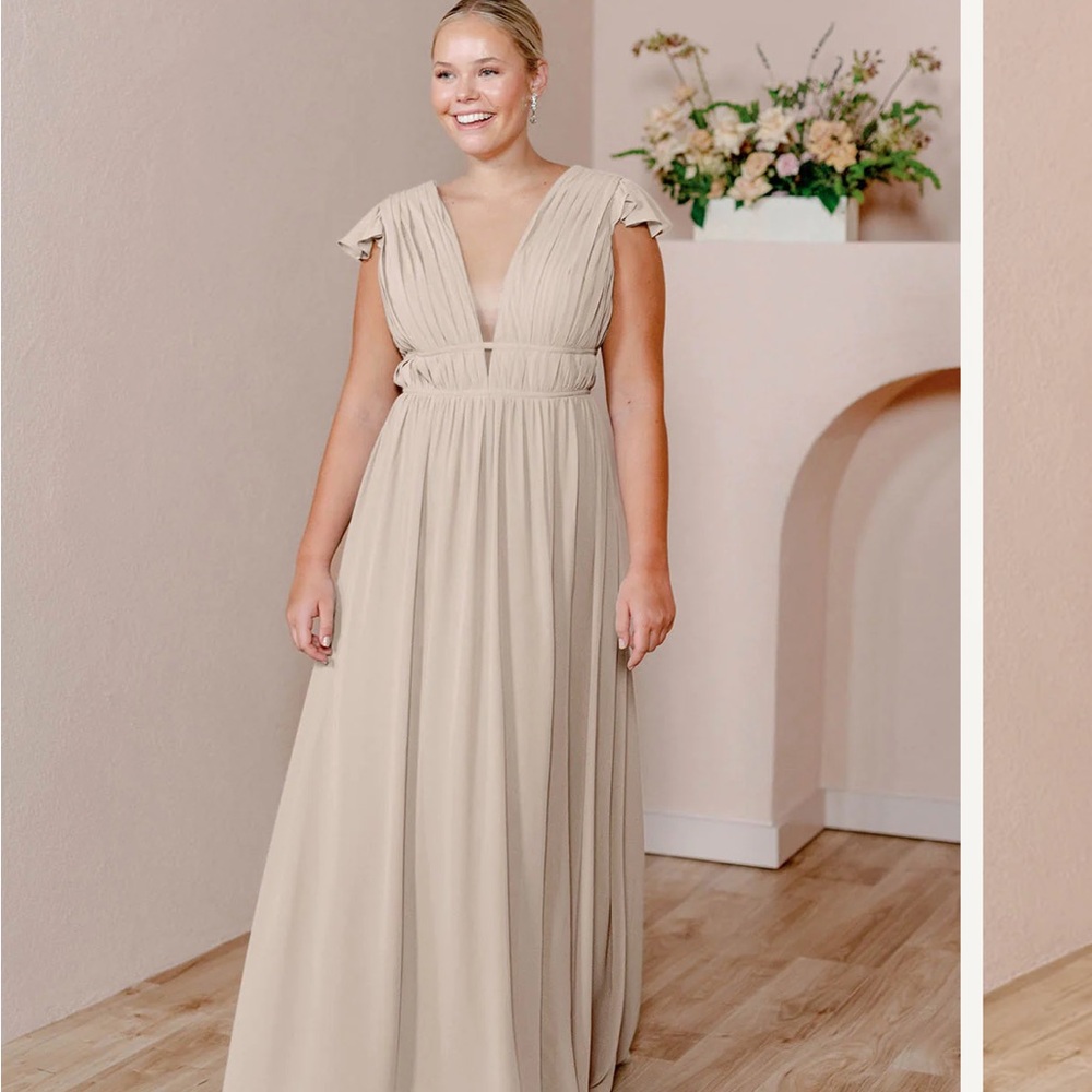 Revelry bridesmaid dress champagne chiffon